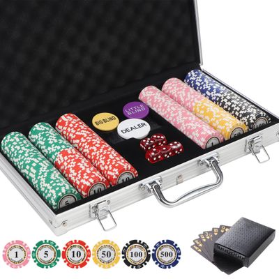 LUOBAO 300pcs Clay Poker Chips Denominations 13.5 Grams Casino Poker Chips Set Blackjack Chips Nunbered Texas Hold'em Gambing Poker Night Cube Black Jack Card Game