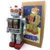 Charmgle Retro Tin Toys Walking Robot, Electric Rotating Desk Robot with Gun Fire Sound, Adult Collection Birthday Gifts Party Favor Handmade Robots Silver view 1
