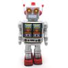 Charmgle Retro Tin Toys Walking Robot, Electric Rotating Desk Robot with Gun Fire Sound, Adult Collection Birthday Gifts Party Favor Handmade Robots Silver view 2