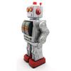 Charmgle Retro Tin Toys Walking Robot, Electric Rotating Desk Robot with Gun Fire Sound, Adult Collection Birthday Gifts Party Favor Handmade Robots Silver view 3