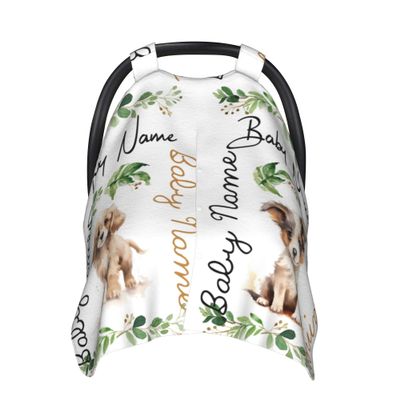 Custom Baby Car Seat Covers with Name Personalized Car Seat Canopy Covers for Newborn Dog Nursing Breastfeeding Cover Infant CarSeat Canopies for Babies Minky Baby Blanket