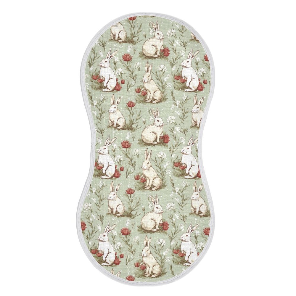 KEIGE 1Pc Woodland Bunny Rabbit Burp Cloth,Unisex Large Absorbent Soft Cotton Muslin Burping Cloths for Newborn Boys Girls,11x22in,A111988
