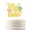 Gold Glitter What Will Baby Bee? Cake Topper for Gender Reveal Party,Bee Gender Reveal Baby Shower Party Decorations He or She,Boy or Girl Cake Topper. view 1