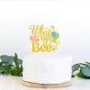 Gold Glitter What Will Baby Bee? Cake Topper for Gender Reveal Party,Bee Gender Reveal Baby Shower Party Decorations He or She,Boy or Girl Cake Topper. view 4