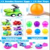 12 Pack 3.8" Jumbo Easter Eggs Filled with Dinosaur Pull Back Cars, Easter Eggs with Toys Inside Pull Back Construction Vehicles Kids Toddlers Boys Girls Easter Basket Stuffers Fillers Egg Hunt Gifts view 2