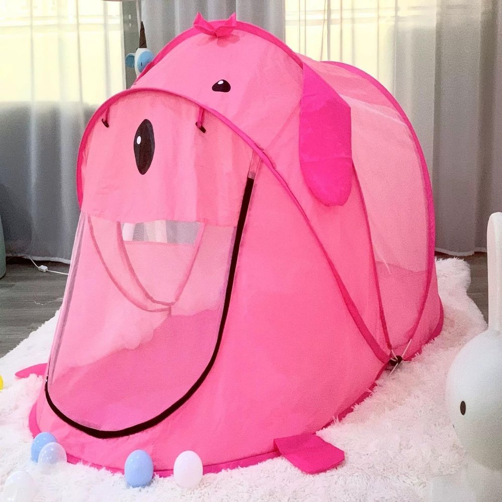 BAODIAN Kids Play Tents  Collapsible Tent for Boys Girls Gift - Large Foldable Playhouse Indoor/Outdoor Fun - Pop up Tent Toys for Age 1 and up Child Birthdays Presents (Pink Dog)