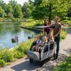 Germinate 4 Seater Wagon Stroller, Large Quad Wagon for 2 3 4 Kids Baby Toddler Child with Seats, All Terrain, Triple Stroller, Adjustable Push/Pull Handles, Removable Canopy (Dark Grey) view 3