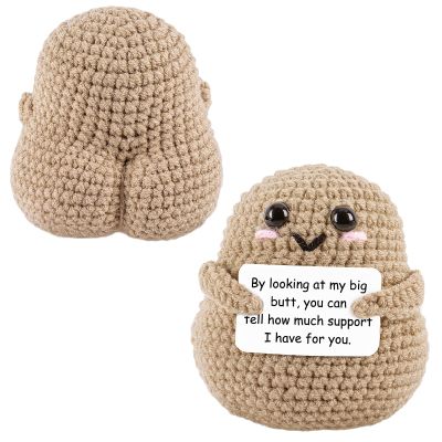 A AIFAMY Big Butt Potato Funny Crochet Potato with Positivity Affirmation Card for Hilarious Encouragement Gag Gifts