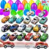 24 Pack Prefilled Easter Eggs Pull Back Cars, Easter Basket Essential Toys Colorful Racing Vehicle for Kids Boys Toddlers Egg Hunt Basket Stuffers Filler Surprise Egg Hunt Party Favor Classroom Prize view 1