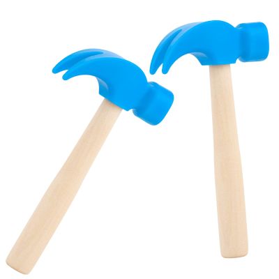 Hxezoc 2 Pack Wooden Hammer Toys Simulation Hammers Maintenance Tools Educational Toys for Kids Birthday Party Games Supplies (Blue)