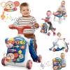 QDRAGON 5 in 1 Push Walkers for Baby Boys, Toddler Learning to Walk, Sit to Stand Walker, Early Learning Push Toy for Infant 12+ Months, Navy Blue view 1