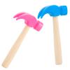 2 Pack Wooden Hammer Toys Simulation Hammers Maintenance Tools Educational Toys for Kids Birthday Party Games Supplies (Blue + Rose Red) view 1