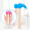 2 Pack Wooden Hammer Toys Simulation Hammers Maintenance Tools Educational Toys for Kids Birthday Party Games Supplies (Blue + Rose Red) view 2