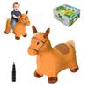 HotMax Brown Hopping Horse Toy, Removable Inflatable Plush Bouncy Horse for Toddlers, Outdoor Ride on Bouncy Farm Animals, Birthday Gift for 18 Months 2 3 4 Year Old Boy or Girl view 1