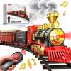 Hot Bee Train Set - Train Toys with Remote Control Trains for Boys with Smokes, Lights and Sound,Toy Train Set for Under Christmas Tree, Toddler Model Trains for 3 4 5 6 7 8+ Years Old Kids view 1