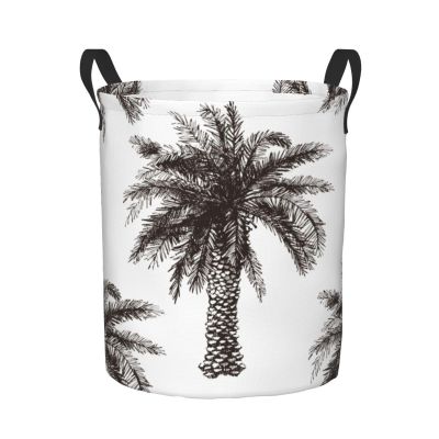 Foruidea Palm Tree Laundry Basket,Laundry Hamper,Collapsible Storage Bin, Oxford Fabric Clothes Baskets,Nursery Hamper For Home,Office,Dorm,Gift Basket
