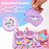 Lajeje Unicorn Tea Party Set for Little Girls, Pretend Plastic Teapot Set, Princess Tea Time Play Kitchen Toy with Dessert, Carrying Case for Birthday Easter Gifts Kids Toddlers Age 3 4 5 6 view 4