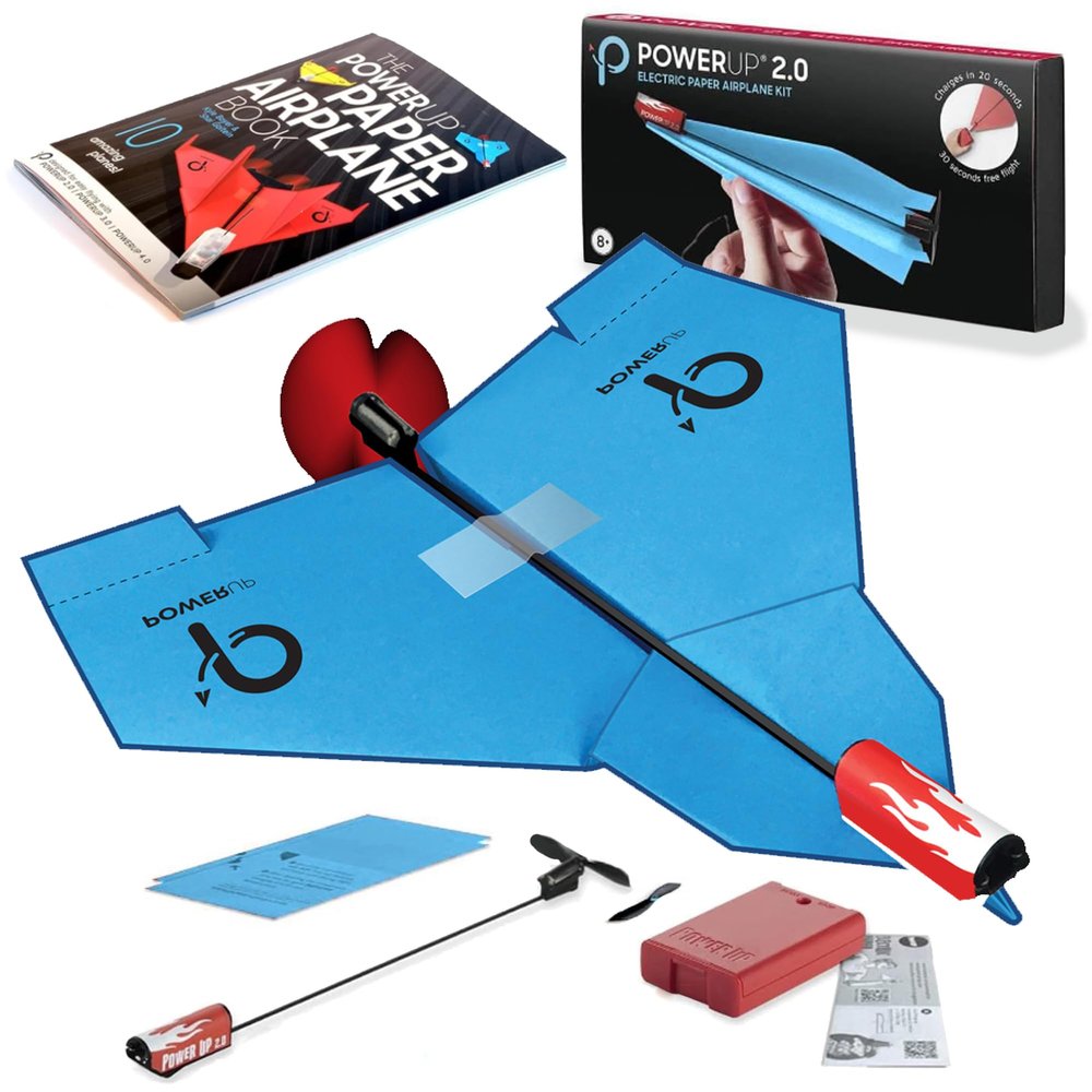 POWERUP 2.0 Education Kit  Motorized Paper Airplane Conversion Kit & Book Featuring 10 Innovative Designs with Step-by-Step Video Instructions