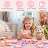 Lajeje Kids Plastic Tea Party Set for Toddlers & Girls Ages 3-8  Princess Pretend Play Kitchen Toy with Carrying Case, Teapot, Cups, Saucers, Dessert Toys & Tray | Gift for Little Girls Birthday view 3