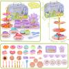 Lajeje Dinosaurs Tea Party Set for Little Girls, Pretend Plastic Teapot Set, Princess Tea Time Play Kitchen Toy with Dessert, Carrying Case for Birthday Easter Gifts Kids Toddlers Age 3 4 5 6 view 3