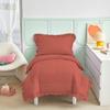 4 Pieces Super Soft Toddler Bedding Set with Ruffle Fringe, Solid Color Toddler Bed Set - 1 Toddler Comforter + 1 Fitted Sheet +1 Flat Sheet +1 Pillowcase for Baby Boys and Girls (Brick Red ) view 1