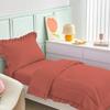 4 Pieces Super Soft Toddler Bedding Set with Ruffle Fringe, Solid Color Toddler Bed Set - 1 Toddler Comforter + 1 Fitted Sheet +1 Flat Sheet +1 Pillowcase for Baby Boys and Girls (Brick Red ) view 3