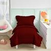 4 Pieces Super Soft Toddler Bedding Set with Ruffle Fringe, Solid Color Toddler Bed Set - 1 Toddler Comforter + 1 Fitted Sheet +1 Flat Sheet +1 Pillowcase for Baby Boys and Girls (Burgundy) view 1