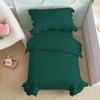 4 Pieces Super Soft Toddler Bedding Set with Ruffle Fringe, Solid Color Toddler Bed Set - 1 Toddler Comforter + 1 Fitted Sheet +1 Flat Sheet +1 Pillowcase for Baby Boys and Girls (Teal Green) view 3