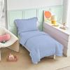 4 Pieces Super Soft Toddler Bedding Set with Ruffle Fringe, Solid Color Toddler Bed Set - 1 Toddler Comforter + 1 Fitted Sheet +1 Flat Sheet +1 Pillowcase for Baby Boys and Girls (Light Blue) view 2