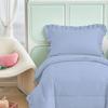 4 Pieces Super Soft Toddler Bedding Set with Ruffle Fringe, Solid Color Toddler Bed Set - 1 Toddler Comforter + 1 Fitted Sheet +1 Flat Sheet +1 Pillowcase for Baby Boys and Girls (Light Blue) view 3
