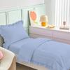 4 Pieces Super Soft Toddler Bedding Set with Ruffle Fringe, Solid Color Toddler Bed Set - 1 Toddler Comforter + 1 Fitted Sheet +1 Flat Sheet +1 Pillowcase for Baby Boys and Girls (Light Blue) view 4