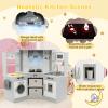 Costzon Corner Play Kitchen, Wooden Toddler Kitchen Playset w/Lights and Sounds, Water Circulation System, Washing Machine,Accessories, Kids Kitchen Playset for Boys,Girls (Grey) view 2