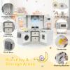 Costzon Corner Play Kitchen, Wooden Toddler Kitchen Playset w/Lights and Sounds, Water Circulation System, Washing Machine,Accessories, Kids Kitchen Playset for Boys,Girls (Grey) view 4