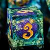 ARUOHHA Liquid Core DND Dice Set, 7pcs Resin Sharp Edged Dragons Dice RPG Role Playing Games, Purple Blue Polyhedral Dungeons D and D Dice with Gift Box D20 D12 D10 D8 D6 D4 view 1
