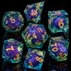 ARUOHHA Liquid Core DND Dice Set, 7pcs Resin Sharp Edged Dragons Dice RPG Role Playing Games, Purple Blue Polyhedral Dungeons D and D Dice with Gift Box D20 D12 D10 D8 D6 D4 view 2