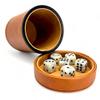 Luck Lab Brown Leather Dice Cup with Lid Including 6 Matching Pearl Dice - Tan Velvet Interior for Quiet Shaking - Use for Liars Dice Farkle Yahtzee Board Games view 1