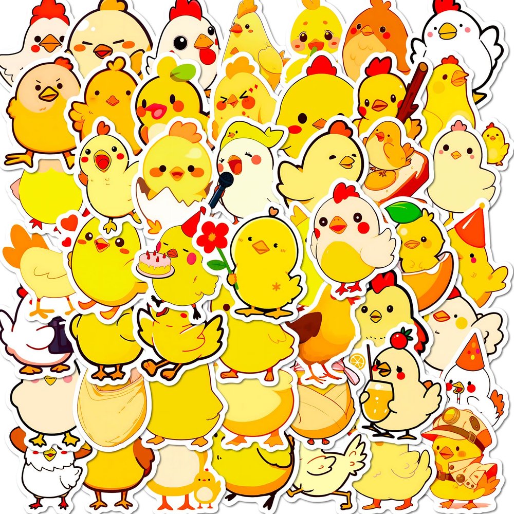 100 Pcs Chicken Stickers Cute Waterproof PVC Chicken Stickers Chicken Party Supplies for Bike Motorcycle Skateboard Luggage