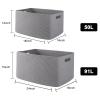 OIAHOMY XXLarge Rectangle Blanket Basket-96L, Cotton Woven Basket for Storage, Dirty Clothes Basket for Living Room, Nursery, Bedroom, Toy Organizing with Handle, 24" x 16" x 15", Grey view 3