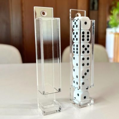Beer Die Snappa Acrylic Dice Dispenser Holder Box + 7 White Playing Die + Screws Casino Game Nights (2pk + 7 Dice, Clear)