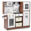 HONEY JOY Kids Kitchen Playset, Wooden Little Chef Pretend Play Toy Kitchen Set, Range Hood & Microwave with Lights, Water Dispenser, Fabric Drawer, Play Kitchen for Toddler Boys Girls, Coffee view 1