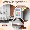 HONEY JOY Kids Kitchen Playset, Wooden Little Chef Pretend Play Toy Kitchen Set, Range Hood & Microwave with Lights, Water Dispenser, Fabric Drawer, Play Kitchen for Toddler Boys Girls, Coffee view 2