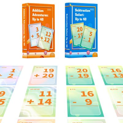 Alened Addition and Subtraction Flash Cards, Math Facts Flashcards 1-20, Math Manipulatives Games for Kindergarten, 1st, 2nd, 3rd, 4th, 5th, 6th Grade Kids Ages 4-12-56cards
