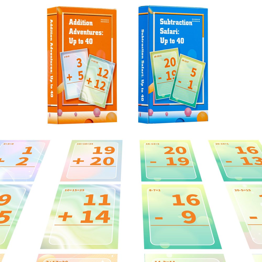 Alened Addition and Subtraction Flash Cards, Math Facts Flashcards 1-20, Math Manipulatives Games for Kindergarten, 1st, 2nd, 3rd, 4th, 5th, 6th Grade Kids Ages 4-12-56cards