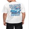 1pc Car & Letter Graphic Tee (Color : White, Size : Medium) view 1