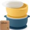 KeaBabies 2-Pack Baby Bowls with Suctions, Lids - Silicone Toddler Suction Bowls for Baby Boy, Girl, Kids, Food Grade Silicone, BPA-Free, Dishwasher Safe, Toddler Eating Essentials (Valiant) view 1