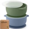 KeaBabies 2-Pack Baby Bowls with Suctions, Lids - Silicone Toddler Suction Bowls for Baby Boy, Girl, Kids, Food Grade Silicone, BPA-Free, Dishwasher Safe, Toddler Eating Essentials (Slate) view 1