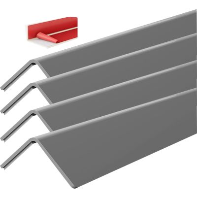 Thickened PVC Wall Corners Protector, Self-Adhesive Walls Corner Guard/ L-Shape Tile Sill Edge Protection Decor for Window Stair Door Frame, Waterproof/ Cuttable 4 Pcs ( Color : 4 PCS Grey-1 , Size :