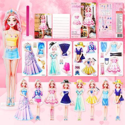 PainZieteg Magnetic Dress Up Dolls, Magnetic Princess Dress Up Paper Dolls, Magnetic Dress Up Dolls for Girls Ages 4-10 Learning Created Imagine Set Birthday Gift (Liz)