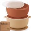 KeaBabies 2-Pack Baby Bowls with Suctions, Lids - Silicone Toddler Suction Bowls for Baby Boy, Girl, Kids, Food Grade Silicone, BPA-Free, Dishwasher Safe, Toddler Eating Essentials (Terracotta) view 1
