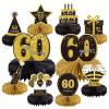 10PCS 60th Birthday Decorations Centerpieces for Table Decorations, Gold Black Happy 60th Birthday Honeycomb Table Topper Birthday Party Decoration for Men (Gold & Black, 60 Years) view 1